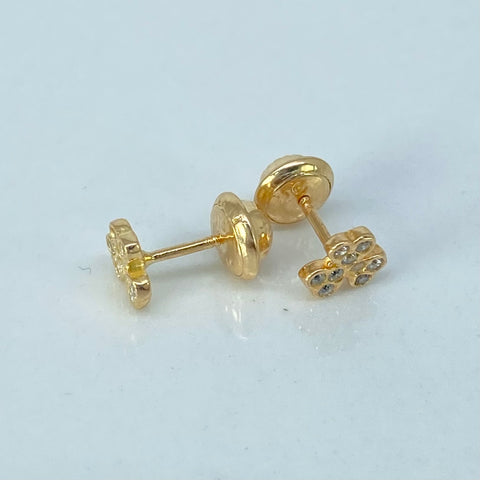 Topos Flor Circones Blancos Oro amarillo 0,9 Gr / 5 mm †