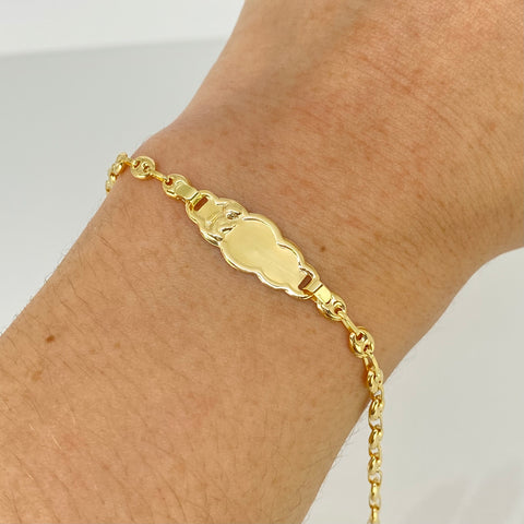 Pulso Placa Nube Angel GC Oro amarillo 18k 2,10 Gr / 3,3 mm / 15,5 Cm *