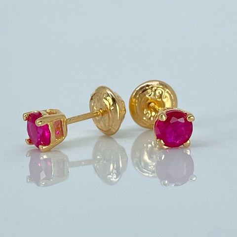 Topos Circon Fucsia Oro amarillo 18k 0,9 Gr / 4 mm  *