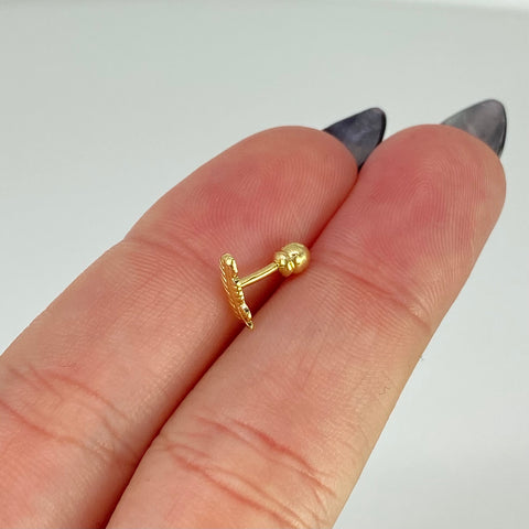 Piercing Pluma  / Oro Amarillo 18k (Joya) / 0,3 gr / 3.2 mm / (Oreja) *