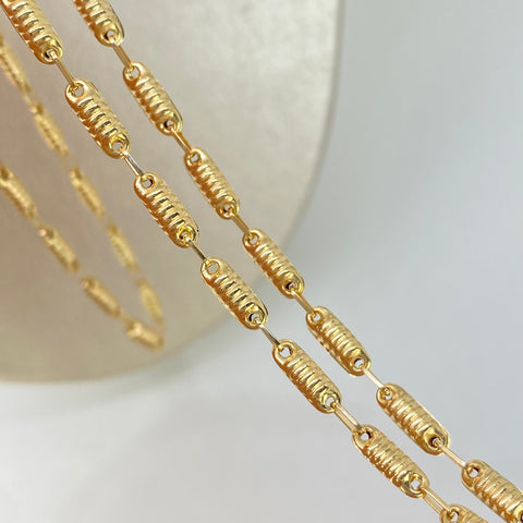 Cadena Rustico Eslabones Diamantados Oro amarillo 18k 7,30 Gr / 3,3 mm / 60 Cm