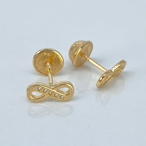 Topos Infinito Circones Blancos Oro amarillo 18k 0,75 Gr / 8 mm †