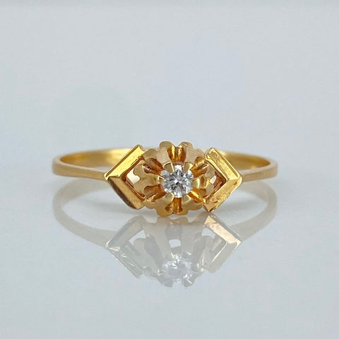 Anillo Solitario Diamante / 9 Pts Diamantes Oro amarillo 18k / Talla 7 / 1,5 Gr †