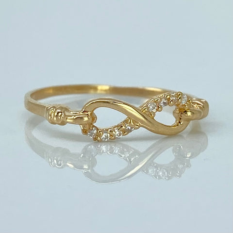 Anillo Infinito Circones Blancos Oro amarillo 18k / Talla 6 / 1,12 Gr †