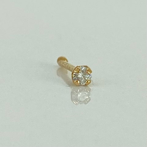 Piercing Circon Blanco / Oro Amarillo 18k (Joya) / 0,12gr / 2,3mm / (Nariz)