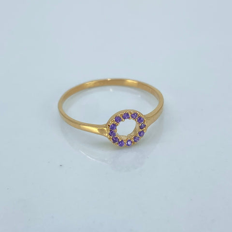 Anillo Circulo Circones Lilas Oro amarillo 18k / Talla 6 / 1,13 Gr *