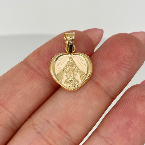 Dije Vrgen Milagrosa Corazon Oro amarillo 18k 0,92 Gr / 2,2 Cm