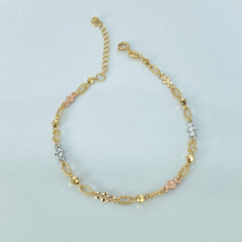Pulso ● Rombos Diamantados Bolas ESP Oro amarillo 18k +3 / 2,6 Gr / 2,8 mm / 17,2 Cm †