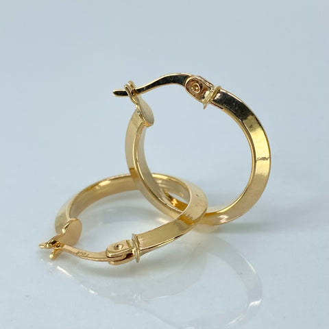 Candongas Redondas Triangulares Oro amarillo 18k 1,3 Gr / 1,8 Cm *