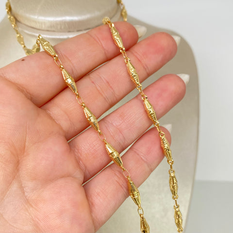 Cadena Rustico Eslabones Rombos Diamantados Oro amarillo 18k 7,71 Gr / 3,7 mm / 60 Cm *