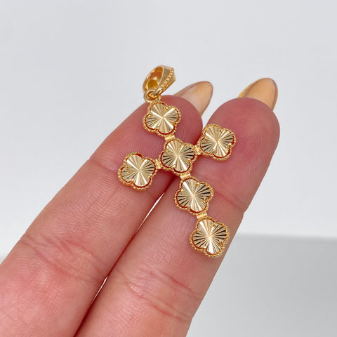 Dije Cruz Trebol Diamantado Oro rosa 5,4 Gr / 5 Cm *