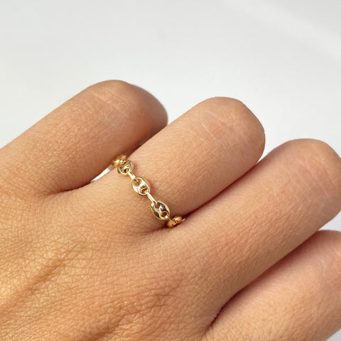 Anillo GC / 11 Eslabones Oro amarillo 18k / Talla 11 1/2 Hasta 13 1/2 / 0,67 Gr