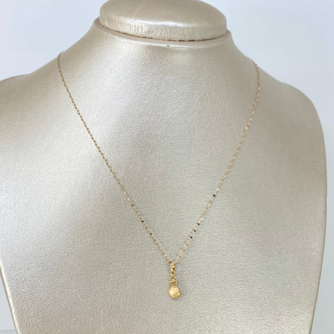 Set Cadena ● Crispeta + Dije Bolsa Dinero Oro amarillo 18k 0,6 Gr / 1 mm / 45 Cm †