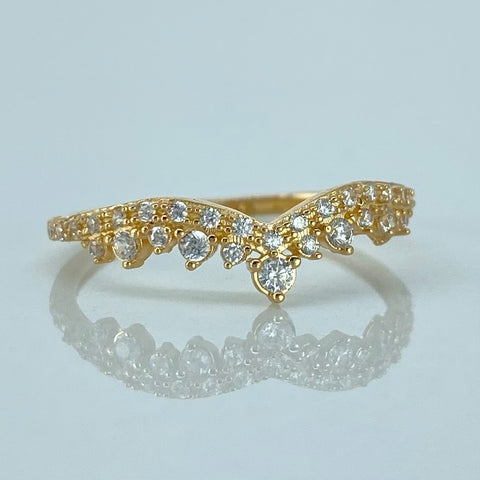 Anillo 15años Tiara Circones Blancos Oro amarillo / Talla 6 3/4 / 1,33 Gr