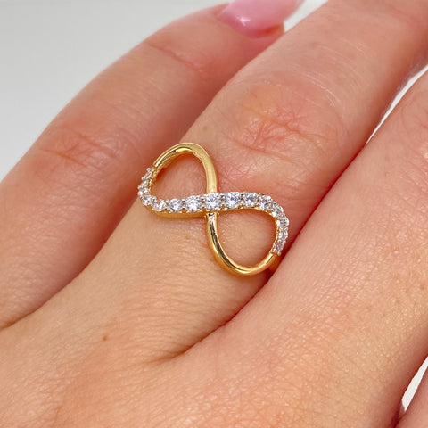 Anillo Infinito Circones Blancos Oro amarillo / Talla 6 3/4 / 1,71 Gr *