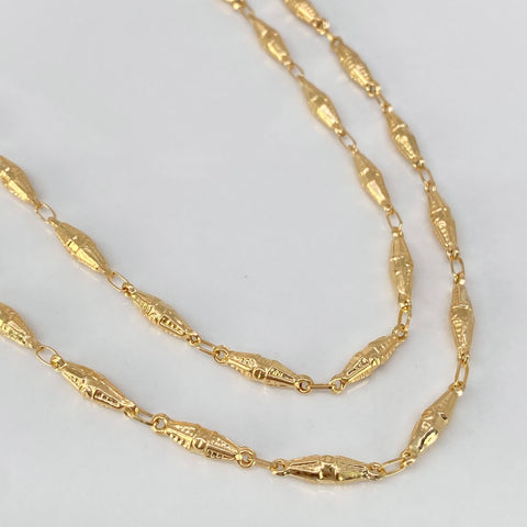 Cadena Rustico Eslabones Rombos Diamantados Oro amarillo 18k 7,71 Gr / 3,7 mm / 60 Cm *