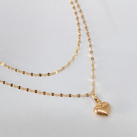 Set Cadena ● Crispeta + Dije Corazon Oro amarillo 18k 1,15 Gr / 1,5 mm / 45 Cm *