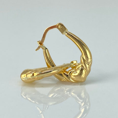 Candongas Corazon Ovalada Oro amarillo 18k 1,45 Gr / 2 Cm *