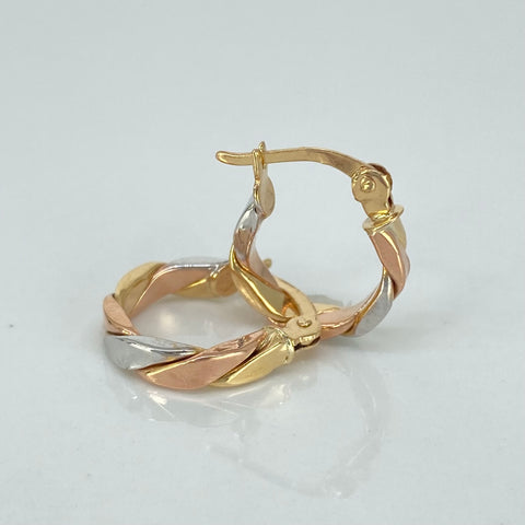 Candongas Trenzadas Tres oros 18k 1,83 Gr *