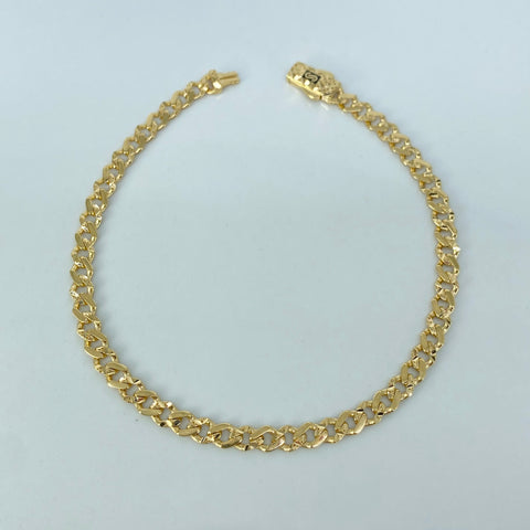 Pulso ● Cubano Monaco Diamantado Oro amarillo 18k +3 / 3,85 Gr / 3,7 mm / 18,6 Cm