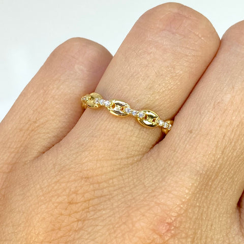 Anillo GC Circones Blancos Oro amarillo 18k / Talla 6 1/2 / 1,93 Gr