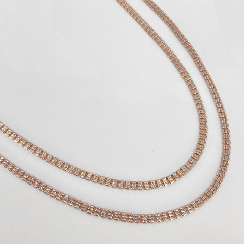 Cadena ● Mini Barriles Diamantados Oro blanco y Oro rosa 18k +3 / 8,95 Gr / 3 mm / 60 Cm