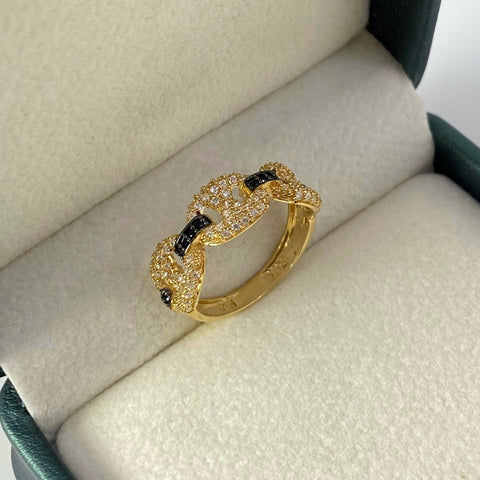 Anillo GC Circones Blancos Y Negros Oro amarillo 18k / Talla 6 / 3,27 Gr