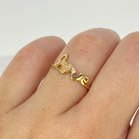 Anillo Love Circones Blancos Oro amarillo 18k / Talla 7 1/2 / 1,25 Gr *