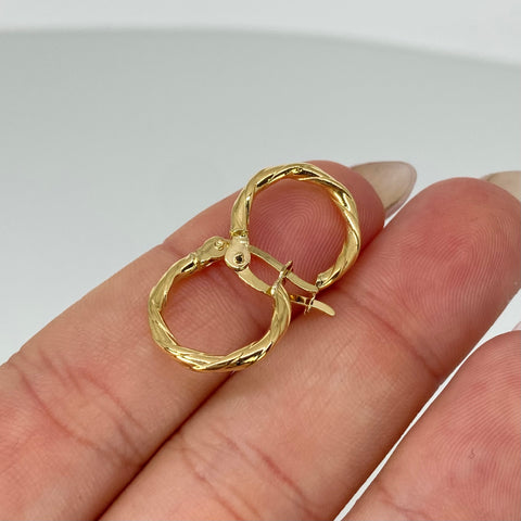 Candongas Entorchadas Linea Central Oro amarillo 18k 0,97 Gr / 1,5 Cm *