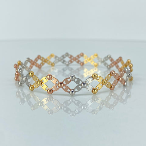 Anillo ● Pulsera Graduable Tres oros 18k / Desde La Talla 5 1/2 / +3 / 8,82 Gr †