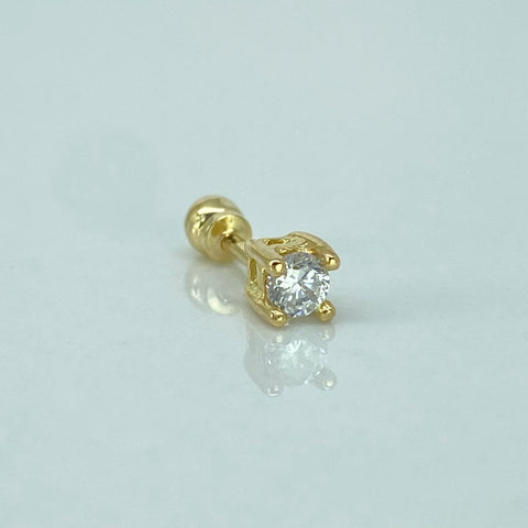 Piercing Circon Blanco / Oro Amarillo 18k (Joya) / 0,47gr / 1.3cm / (Oreja) *