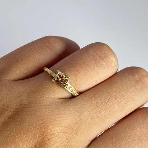 Anillo Fé Circones Blancos Oro amarillo 18k / Talla 7 / 1,72 Gr