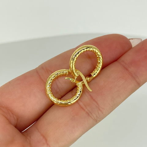 Candongas Redondas Texturizadas Oro amarillo 18k 1,35 Gr / 1,6 Cm
