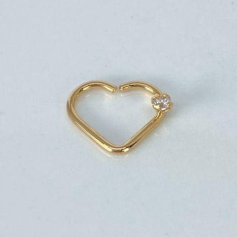 Piercing Corazon Circon Blanco / Oro Amarillo 18k (Joya) / 0,38gr / 1.2cm / (Oreja) *