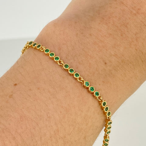 Pulso Circones Verdes 3x1 Oro amarillo 18k +1 / 6,8 Gr / 2,6 mm / 18,5 Cm †