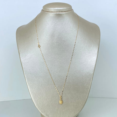 Set Cadena ● Crispeta + Dije Virgen Guadalupe Oro amarillo 18k 0,65 Gr / 1 mm / 50 Cm