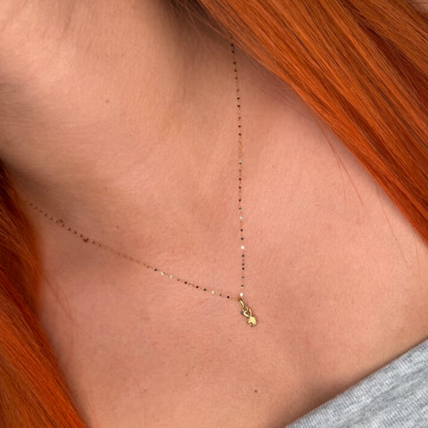 Set Cadena ● Crispeta + Dije Conejo Oro amarillo 18k 0,7 Gr / 1 mm / 50 Cm *