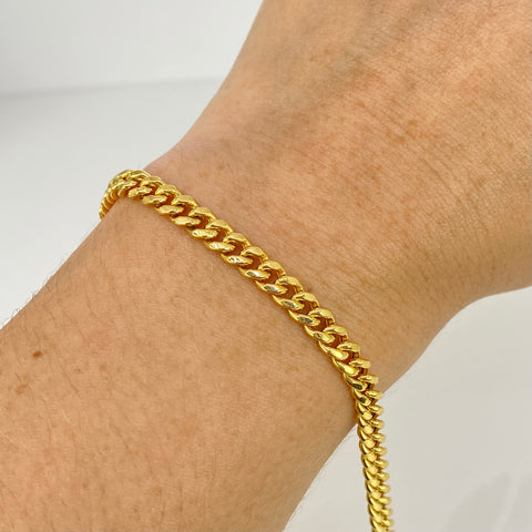 Pulso ● Cubano Oro amarillo 18k +1 / 5,62 Gr / 4,5 mm / 19 Cm