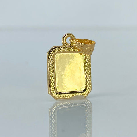 Dije Placa Rectangular Bordeada Oro amarillo 0,56 Gr / 2,1 Cm †