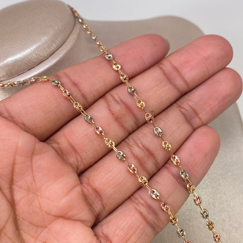 Cadena GC Diamantado Tres oros 5,60 Gr / 3,3 mm / 45 Cm †