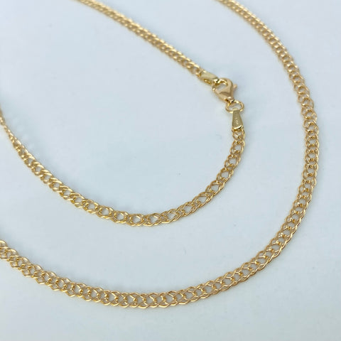 Cadena ● Cubana Doble Oro amarillo 18k 3,3 Gr / 2,5 mm / 60 Cm