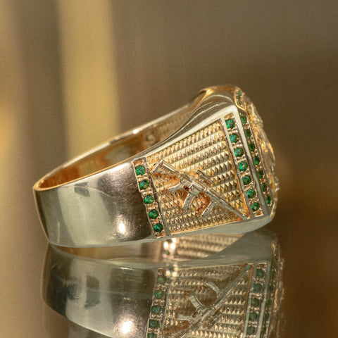 Anillo Gallo Con Circones POR FABRICACION Oro amarillo 18k / Talla 7/10 / 11,05 Gr *
