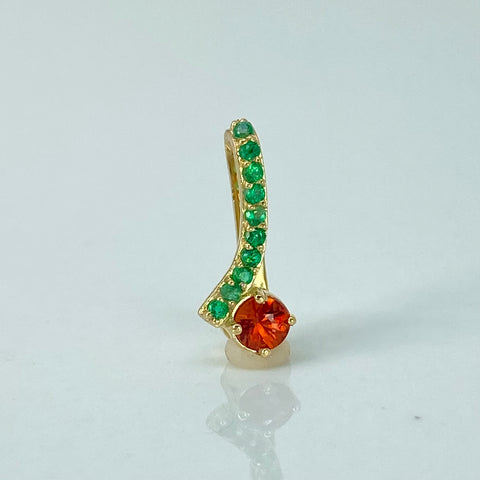 Dije 15PTS Zafiro / 10 Esmeraldas 7PTS Oro amarillo 18k 0,7 Gr / 3 mm / 1,5 Cm *
