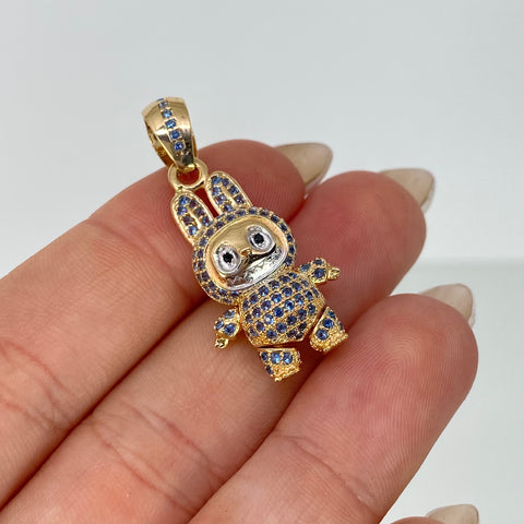 Dije Caricatura Articulable Circones Celestes Oro amarillo y Oro blanco 18k 5,7 Gr / 3,3 Cm *