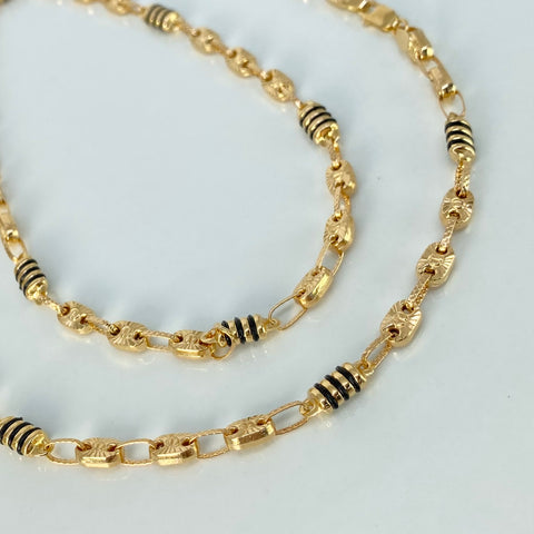 Cadena Rustica Eslabones Tornillos CT Cauchos Negros Oro amarillo 16,46 Gr / 4,5 mm / 70 Cm