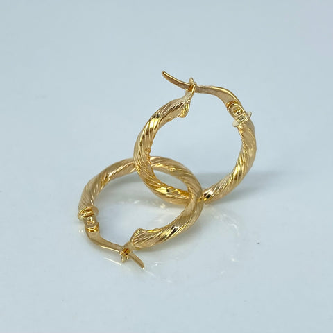 Candongas Entorchadas Lineas Oro amarillo 1,5 Gr / 2 Cm †