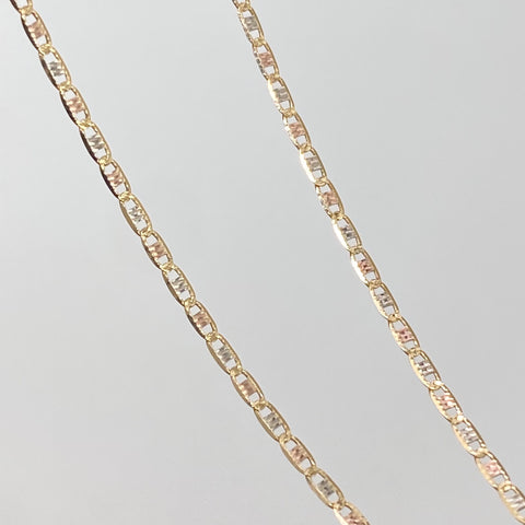 Cadena ● Escalera Plana Diamantada Tres oros 18k 1,45 Gr / 1,2 mm / 50 Cm *