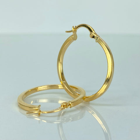 Candongas Lisas Cuadradas Oro amarillo 18k 1,6 Gr / 2,7 Cm