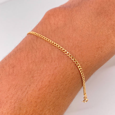 Pulso ● Mini Cubano Oro amarillo 18k +1 / 0,82 Gr / 2 mm / 19 Cm *