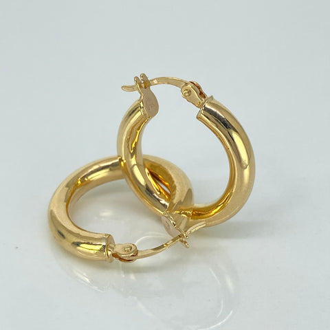 Candongas Redondas Lisas Oro amarillo 18k 3,4 Gr / 2,5 Cm  *